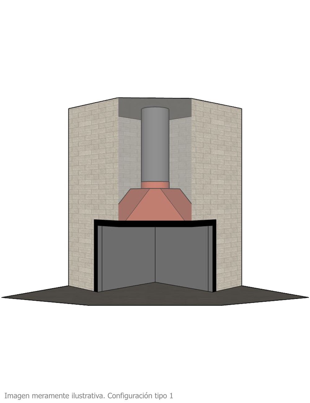 Hogar para Chimenea a Leña Esquinero Clásico Pequeño