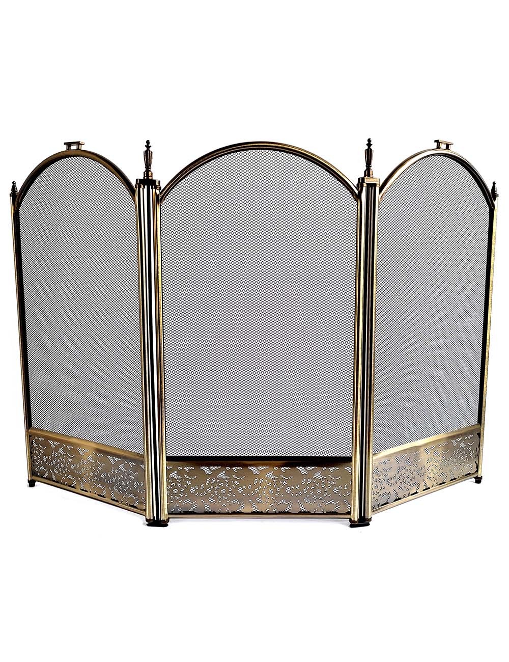 Malla para Chimenea a Leña Curva Bronce Anticado con Cenefa Malla para Chimenea a Leña Curva Bronce Anticado con Cenefa