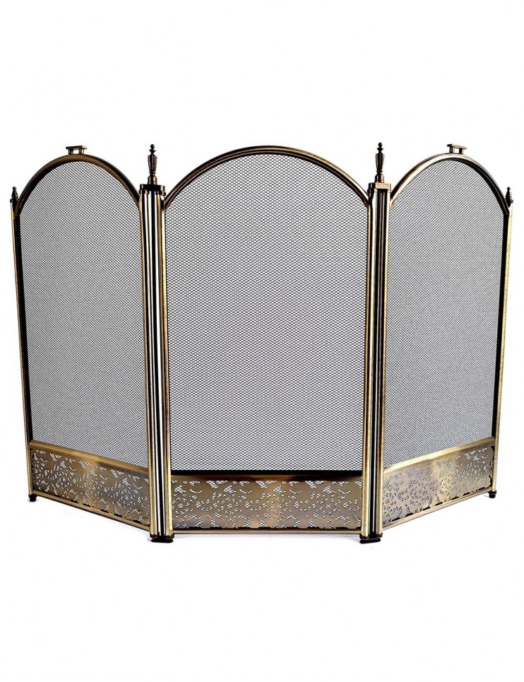 Malla para Chimenea a Leña Curva Bronce Anticado con Cenefa