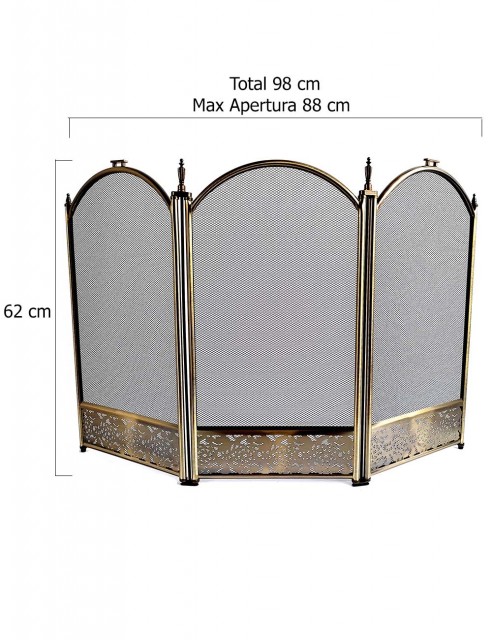 Malla para Chimenea a Leña Curva Bronce Anticado con Cenefa Malla para Chimenea a Leña Curva Bronce Anticado con Cenefa